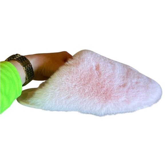 Jessica Simpson Pink Plush Faux Fur Slippers - Picture 10 of 16